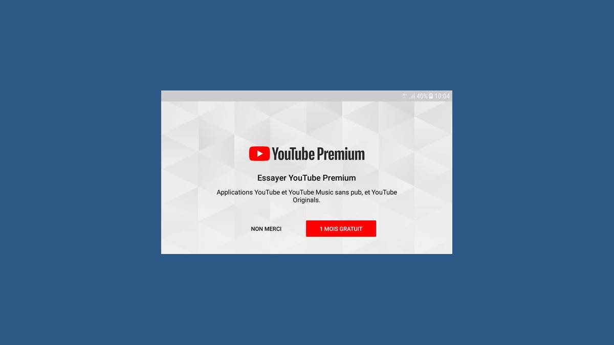 Application YouTube Premium pour Android