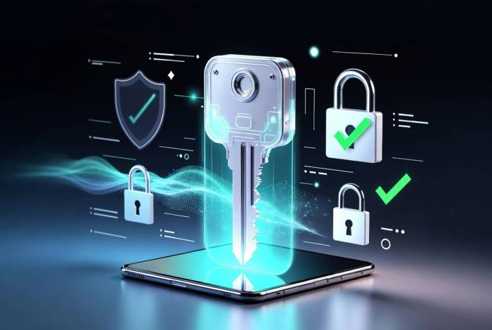 Une clé passkey pour un cadenas sécurisé (Crédit : Alex.I)