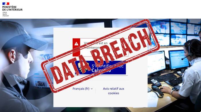 Plateforme E-campus et tampon Data Breach (Crédit : capture connexion site web)