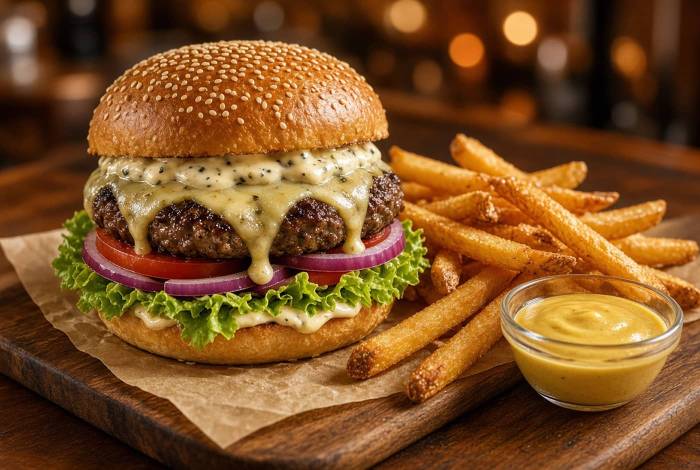 Représentation personnelle d’un burger gourmand (Crédit : Alex.I )
