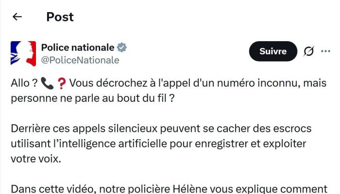  Message de la Police Nationale sur X (Crédit : capture tweet sur X)