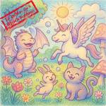 Coloriage avec des animaux heureux (Crédit : Alex.I)