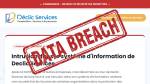 Page Déclic Services piratée et défacée et tampon Data Breach (Crédit : capture site)