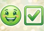 Emoticône vert qui coche la case du compliment (Crédit : Facebook.com)