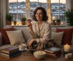Une femme lors d’une soirée Solo-Date en pyjama (Crédit : Alex.I)