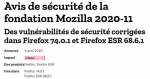 Vulnérabilités CVE-202020-6819 et 6820 dans Firefox 74