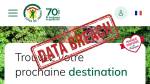 Page Gîtes de France et tampon Data Breach (Crédit : capture site web)