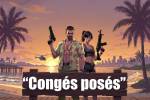 Jason et Lucia derrière le panneau « Congés posés » (Crédit : Alex.I)