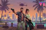 Jason et Lucia sur un ponton à Vice City au coucher de soleil  (Crédit : Alex.I)