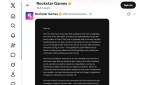 Message en anglais de Rockstar Games sur X (Crédit : Capture X)