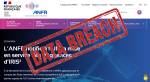 Page ANFR et tampon Data Breach (Crédit : capture ANFR)