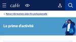 La page de la prime d’activité de la CAF (Crédit : capture site web)