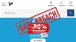 Le site officiel d’Intersport avec un tampon Data Breach (Crédit : capture Intersport)