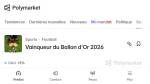 La page Polymarket consacrée au vainqueur du Ballon d’Or 2026 (Crédit : capture site)