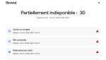 Page status Revolut 30 services partiellement indisponibles (Crédit : capture site web)