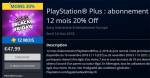 Sony PlayStation Plus 12 mois 47,99 €