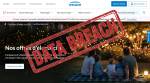 Page d’accueil Engie et tampon Data Breach (Crédit : capture site web)