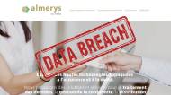 Page web Almerys et tampon Data Breach (Crédit : capture site)