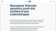 Bouygues Telecom communiqué cyberattaque (Crédit : capture Bouygues Telecom)