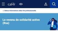 CAF : page RSA, le revenu de solidarité active (Crédit : CAF)
