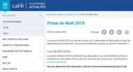 CAF - Prime de Noël RSA 2018