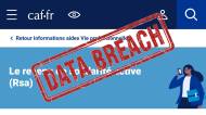 La page du RSA de la CAF avec un tampon Data Breach (Crédit : capture CAF)