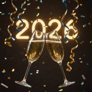 Deux coupes de champagne pour fêter la nouvelle année (Crédit : Alex.I)