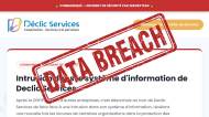 Page Déclic Services piratée et défacée et tampon Data Breach (Crédit : capture site)