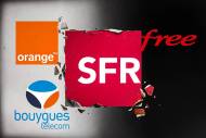 Démantèlement du logo de SFR par Orange, Bouygues et Free (Crédit : Alex.I)