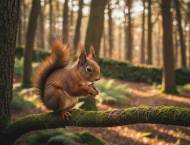 L’écureuil roux ou écureuil d’Eurasie dans son environnement (Crédit : Alex.I)