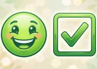 Emoticône vert qui coche la case du compliment (Crédit : Facebook.com)