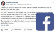 Post de Mark Zuckerberg sur son profil Facebook
