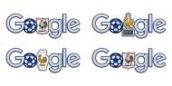 Les blasons de l’équipe de France au fil des ans (Crédit : capture Google Doodle)