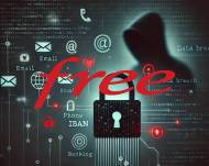 Fuite des données : logo Free et hacker en arrière-plan (Crédit Alex.I)