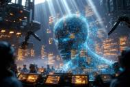 IA géante auto-construite dans un data center futuriste (Crédit : Alex.I)