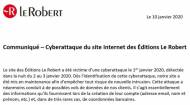 Communiqué cyberattaque du site Internet Le Robert