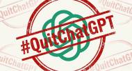 Logo ChatGPT et hashtag #QuitChatGPT (Crédit : OpenAI)