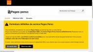  Message de fermeture du service Pages Perso d’Orange