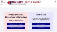 Ancienne page d’accueil de Bloctel raturée DDPP DGCCRF (Crédit : capture Bloctel)