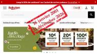 Page Rakuten France et tampon de 2001 à 2026 (Crédit : capture Rakuten)