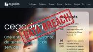  La page web Cegedim avec un tampon Data Breach (Crédit : capture Cegedim)