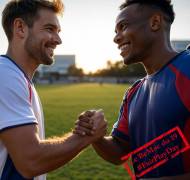 Fair-play : poignée de main de deux footballeurs (Crédit : Alex.I Grok)