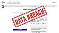 Portail DGFIP et tampon Data Breach (Crédit : capture site DGFIP)