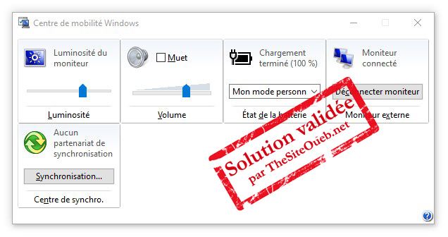 Centre de mobilité Windows dans Windows 10
