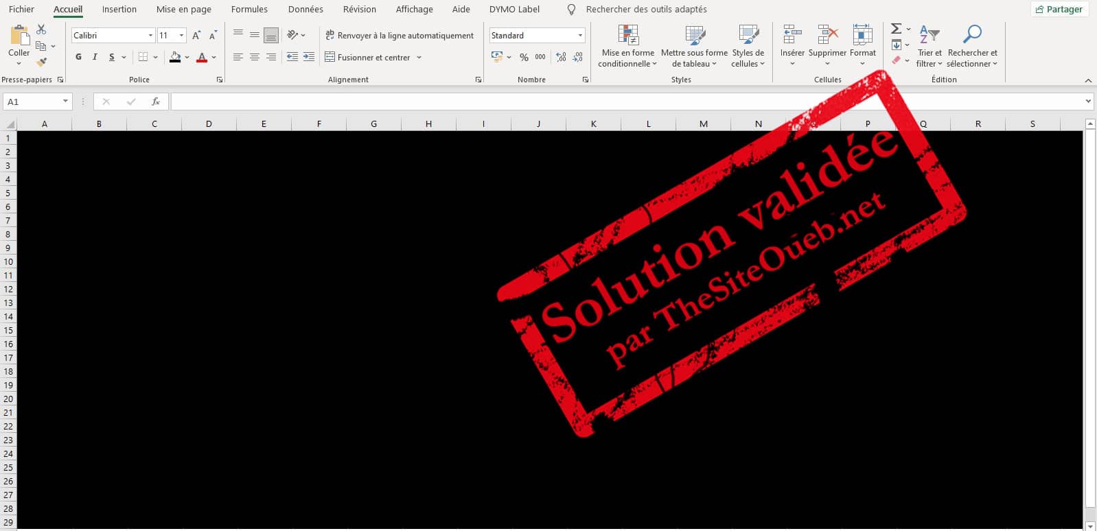 Réparer Microsoft Office Excel qui s’affiche en noir