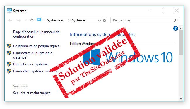 Propriétés système Windows - Le raccourci clavier