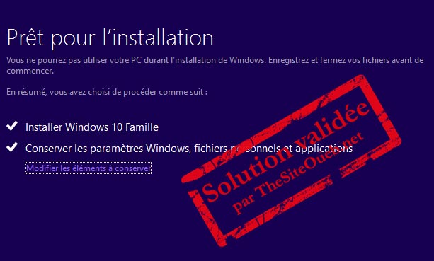 Fenêtre installation réparation Windows 10